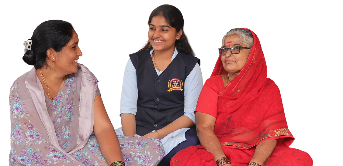 Three generations of women smiling together